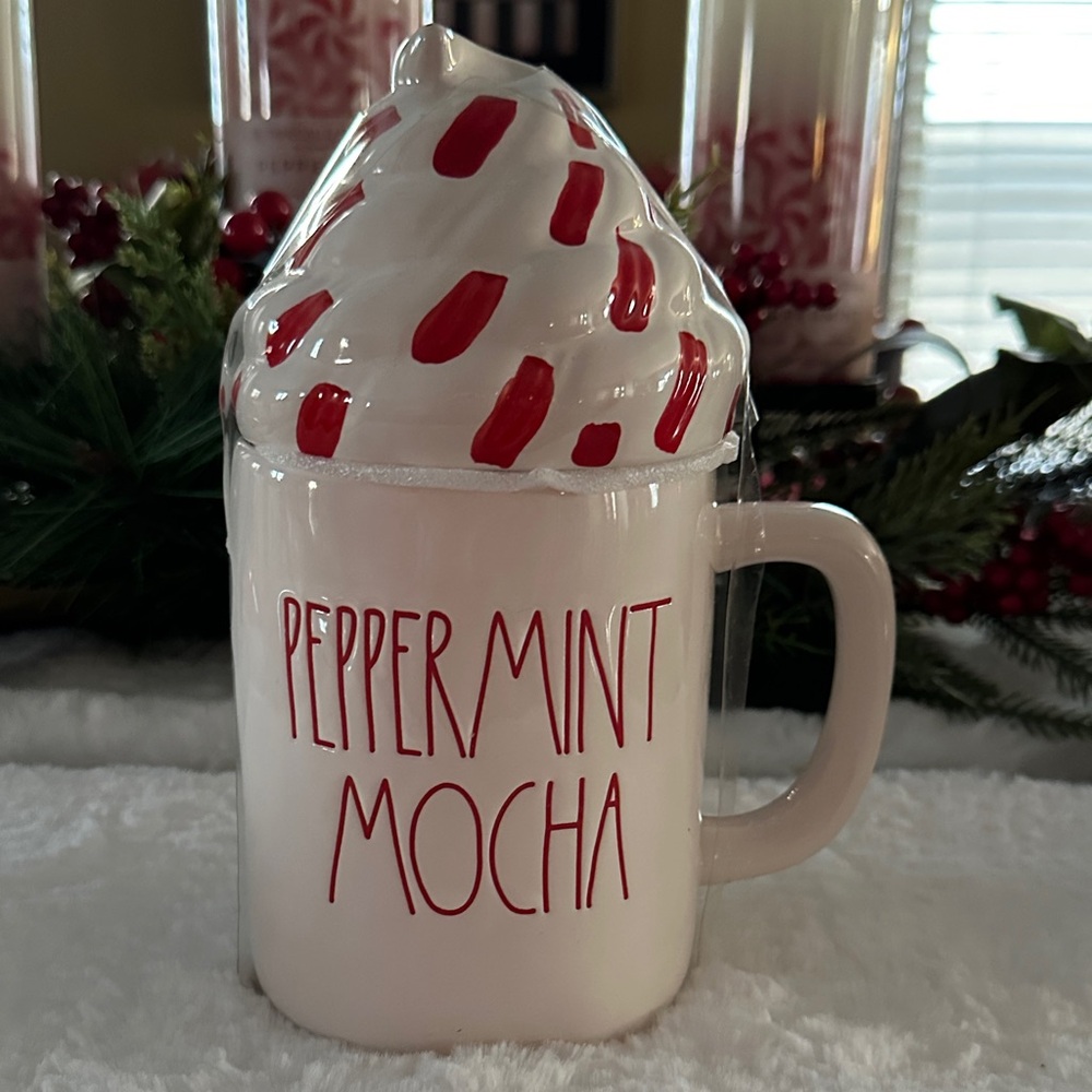 Rae Dunn Peppermint Mocha Mug - Red and White